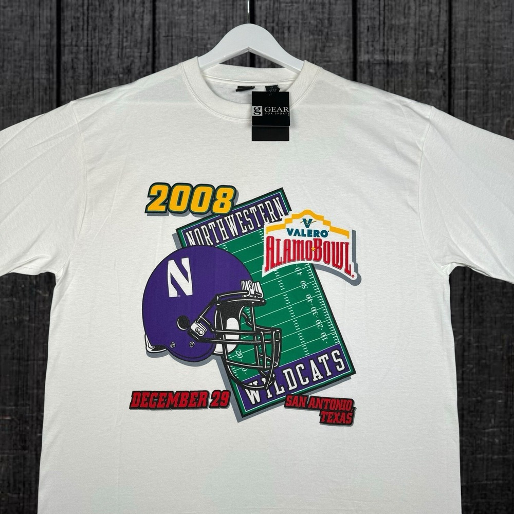 NEW -Vintage 2008 Northwestern Wildcats Valero Alamo Bowl Shirt Men's XL *Read